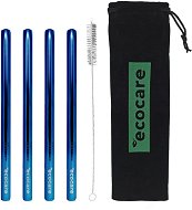 Ecocare Maxi Környezetbarát fém szívószál, kék, 21,5×0,6 cm, 4 db - Szívószál