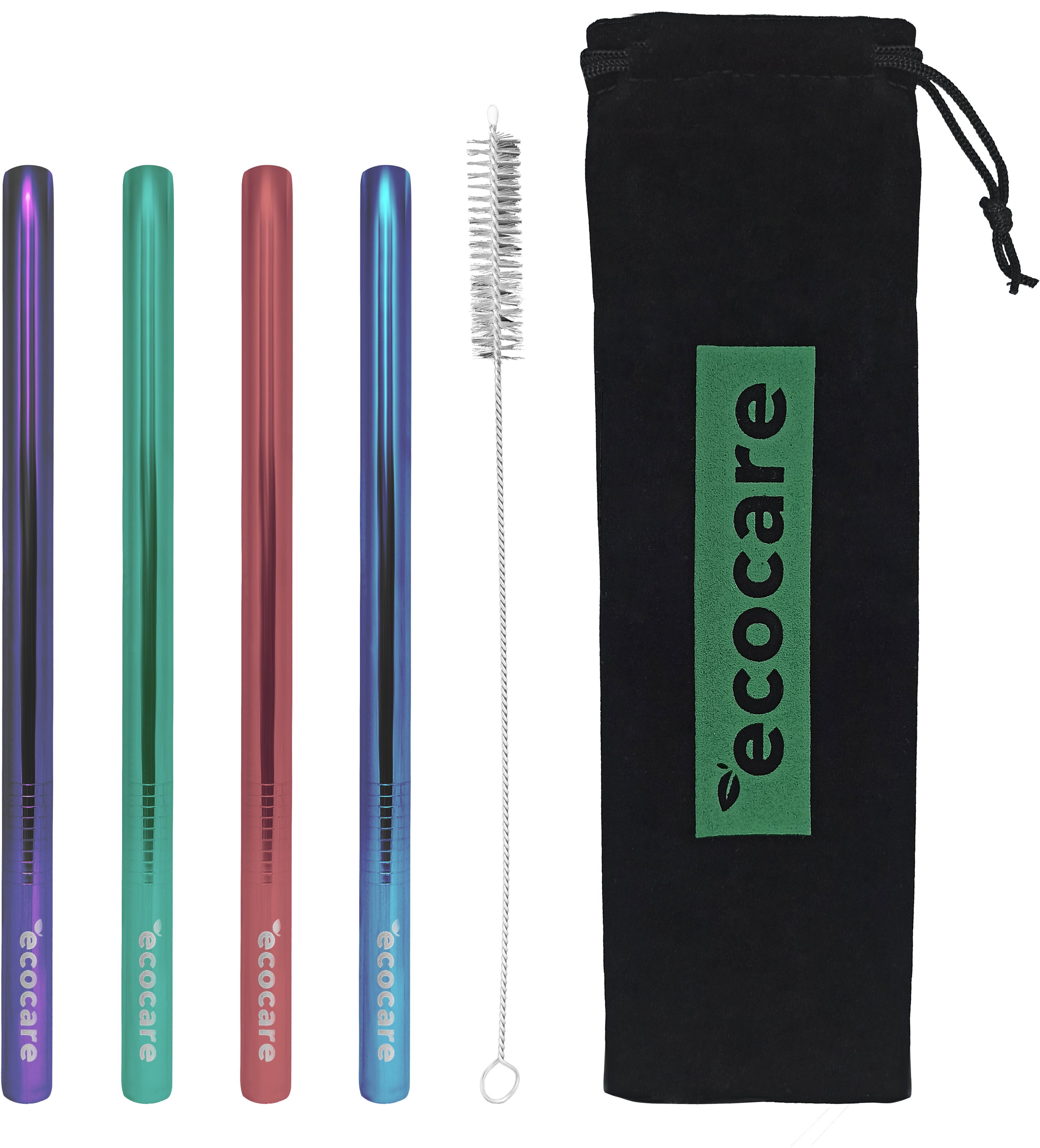Ecocare Maxi Környezetbarát fém szívószál, keverék, 21,5×1,2 cm, 4 db