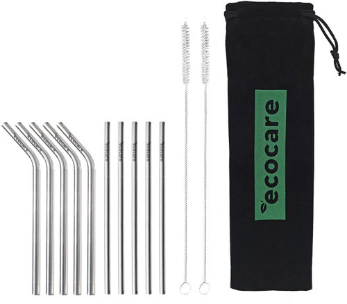 ECOCARE eco-friendly metal straws Set Silver 16 × 0,6 cm (10 pcs) - Straw - Main image