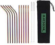 ECOCARE ekologická kovová brčka set Rainbow 21,5 × 0,6 cm (10 ks) - Straw