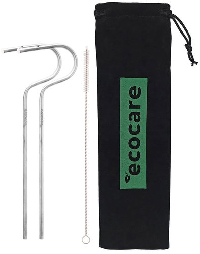 ECOCARE Ecological metal straws Silver 2 pcs - Straw - Main image