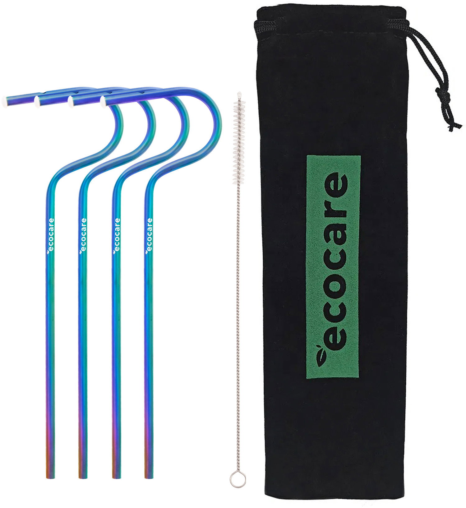 ECOCARE Környezetbarát fém szívószál Rainbow 4 db