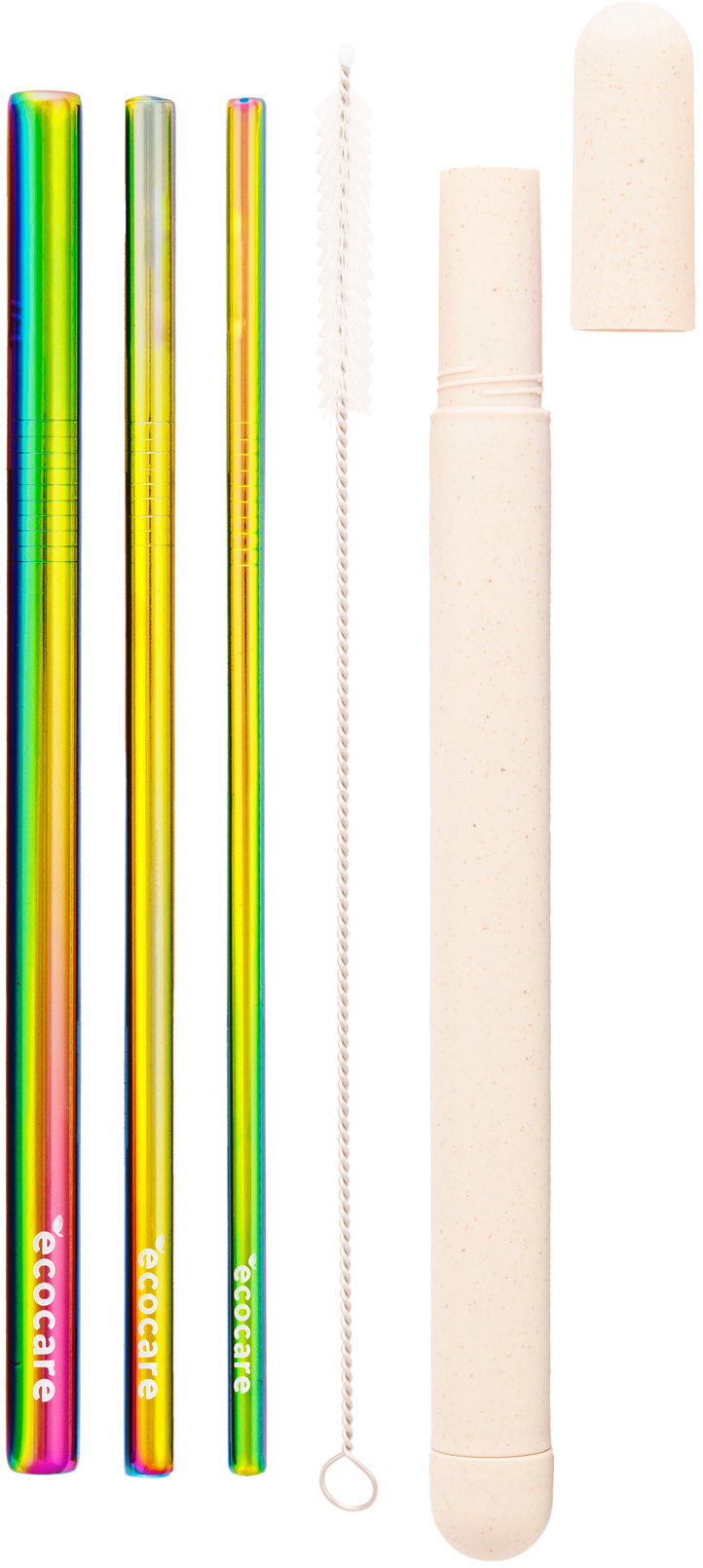 ECOCARE Környezetbarát fém szívószál készlet Rainbow 3 db