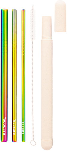 ECOCARE Eco-friendly metal straws travel set Rainbow 3 pcs - Straw - Main image