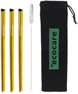 ECOCARE Ecological metal straws Heart Gold 3 pcs - Straw