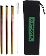 ECOCARE Eco-friendly metal straws Heart Rainbow 3 pcs - Straw