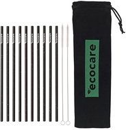 ECOCARE Ecological metal straws Black with pattern 10 pcs - Straw