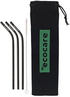 ECOCARE Ecological metal straws Curved Black with pattern 3 pcs - Straw