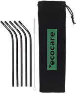 ECOCARE Ecological metal straws Curved Black with pattern 5 pcs - Straw