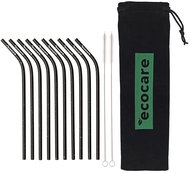 ECOCARE Ecological metal straws Curved Black with pattern 10 pcs - Straw