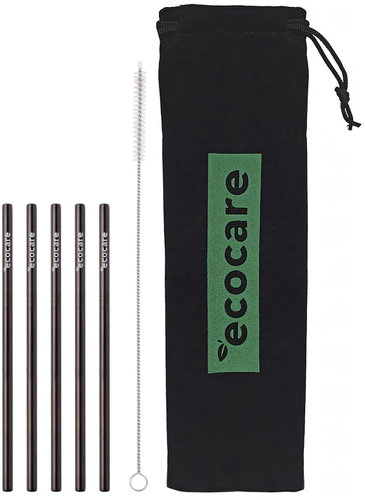 ECOCARE Metal straws short black 5 pcs - Straw - Main image