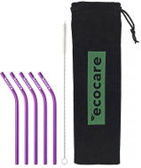 ECOCARE Metal straws curved short purple 5 pcs - Straw
