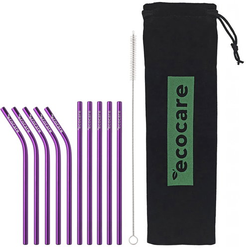 ECOCARE Metal straws short mix purple 10 pcs - Straw - Main image