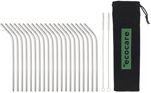 ECOCARE Metal straws curved silver 20 pcs - Straw - Main image