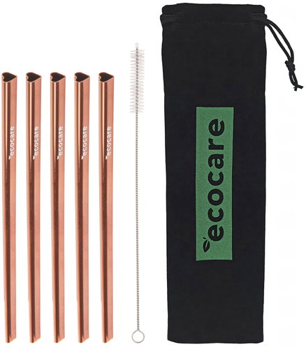 ECOCARE Metal straws heart pink 5 pcs - Straw - Main image