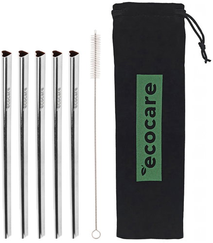ECOCARE Metal straws heart silver 10 pcs - Straw - Main image