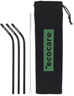 ECOCARE Metal straws curved black with motif 7 pcs - Straw