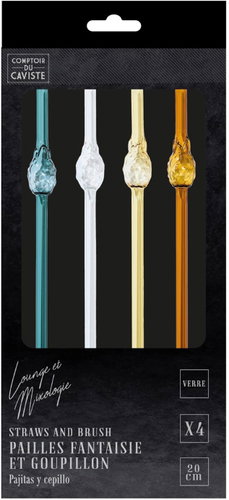 CMP Glass straws with cleaning brush Pineapple 4 pcs - Straw - Main image