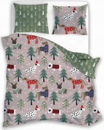 FARO Ložní povlečení z mikrovlákna 140 × 200 cm, Holly Jolly Pejsci v lese - Bed Linen