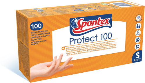 SPONTEX Protect vel. S, 100 ks - Rukavice na úklid - Hlavní obrázek