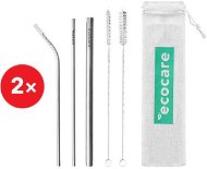 ECOCARE 2× Ecological Metal Straws Set Silver I. - Straw