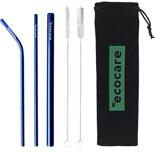 ECOCARE Ecological Metal Straws Set Blue - Straw - Main image