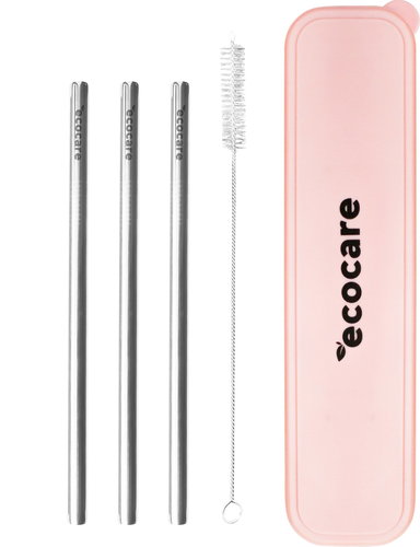ECOCARE Metal Straws Set Pink Case - Straw - Main image