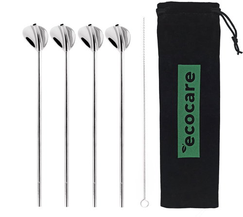 ECOCARE Spoons with Straw Set 4 pcs Silver - Straw - Main image