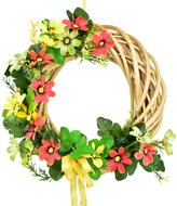 DOMMIO Summer wicker wreath with meadow flowers orange 25 cm - Decoration