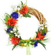 DOMMIO Summer wicker wreath with orange daisies 25 cm - Decoration