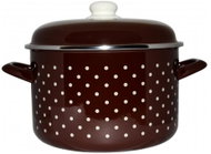 Metalac Deep enamel pot Standard with lid, brown dot, 16 cm, 2 l - Pot