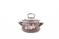 Metalac Elegant deep pot with glass lid, leaves (grey), 24 cm, 6,5 l - Pot