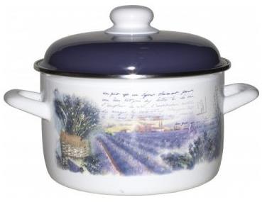 Metalac Standard deep enamel saucepan with lid, lavender, 20 cm, 4 l - Pot - Main image