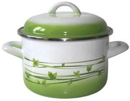 Metalac Deep enamel pot Standard with lid, grass, 14 cm, 1,5 l - Pot