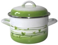 Metalac Deep enamel pot Standard with lid, grass, 18 cm, 3 l - Pot