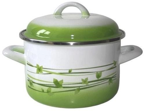 Metalac Deep enamel pot Standard with lid, grass, 22 cm, 5 l - Pot - Main image