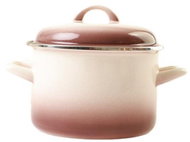 Metalac Standard deep enamel pot with lid, cappuccino, 20 cm, 4 l - Pot