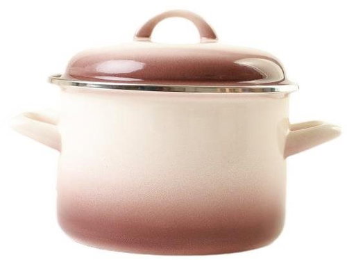 Metalac Standard deep enamel pot with lid, cappuccino, 22 cm, 5 l - Pot - Main image