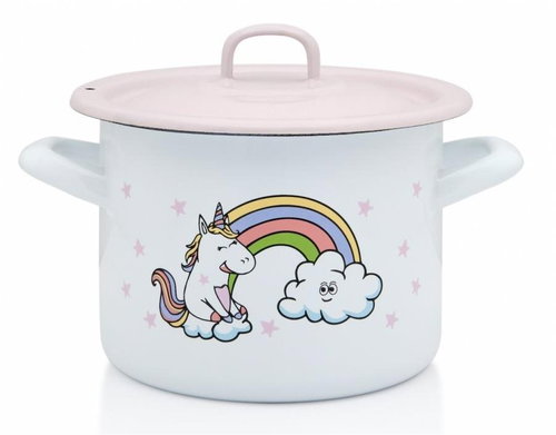 Metalac Enamel pot with lid Unicorn, 14 cm, 1,5 l - Pot - Main image