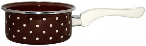 Metalac Enamel saucepan with bakelite handle, brown dot, 14 cm, 1 l - Saucepan - Main image