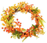 DOMMIO Decoration - wicker wreath autumn, with berries, 33 cm - Wreath