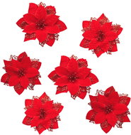 DOMMIO Christmas decorations - red ponsetie with clip, 15 cm, 6 pcs - Christmas Decoration