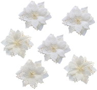 DOMMIO Christmas decorations - white ponsetie with clip, 15 cm, 6 pcs - Christmas Decoration