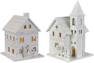 DOMMIO Wooden house and church LED lighting, set of 2 - Christmas Decoration