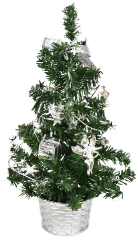 DOMMIO Christmas tree decorated - silver, 25 cm - Christmas Tree - Main image
