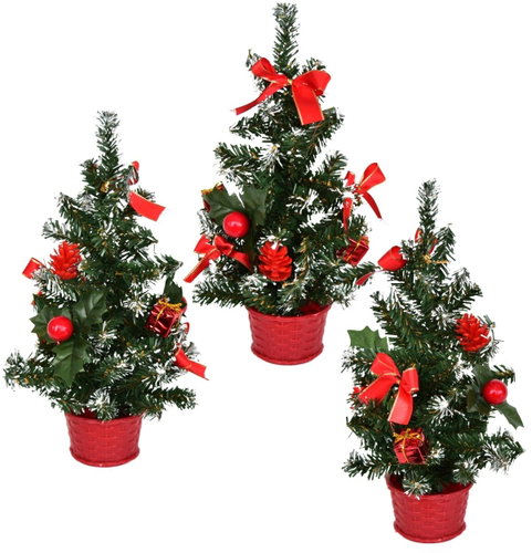DOMMIO Christmas tree decorated - red, 25 cm, 3 pcs - Christmas Tree - Main image