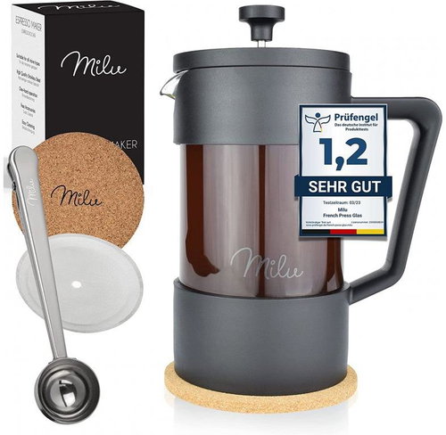 Milu French Press 1 l, spare filter, coffee spoon and coaster - French Press - Main image