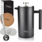 French press Milu French Press z nerezové oceli 1 l, černý, vč. 5 šálků, tácku, lžíce a náhradního filtru - French press