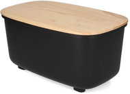 HOMLA Alonzo bread bin black with wooden lid 34 × 17 × 21 cm - Breadbox