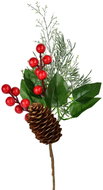 DOMMIO Twig with elderberry and pine cone 25 cm - Decoration